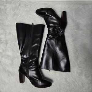 DUO Boots Knee High Boots in Dark Brown Leather, Wide Calf, 12